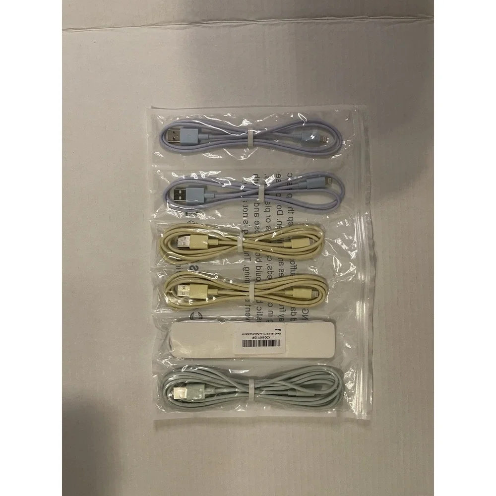 4 Pack MFi Certified USB-A to Lightning Cable Set Fast Charge & Sync Pastel